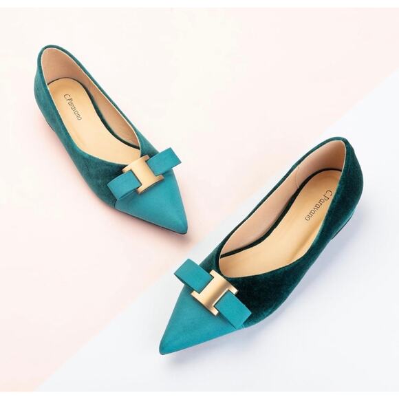 C.Paravano Peacock Sue Pointed Toe Flats - Picture 1 of 5